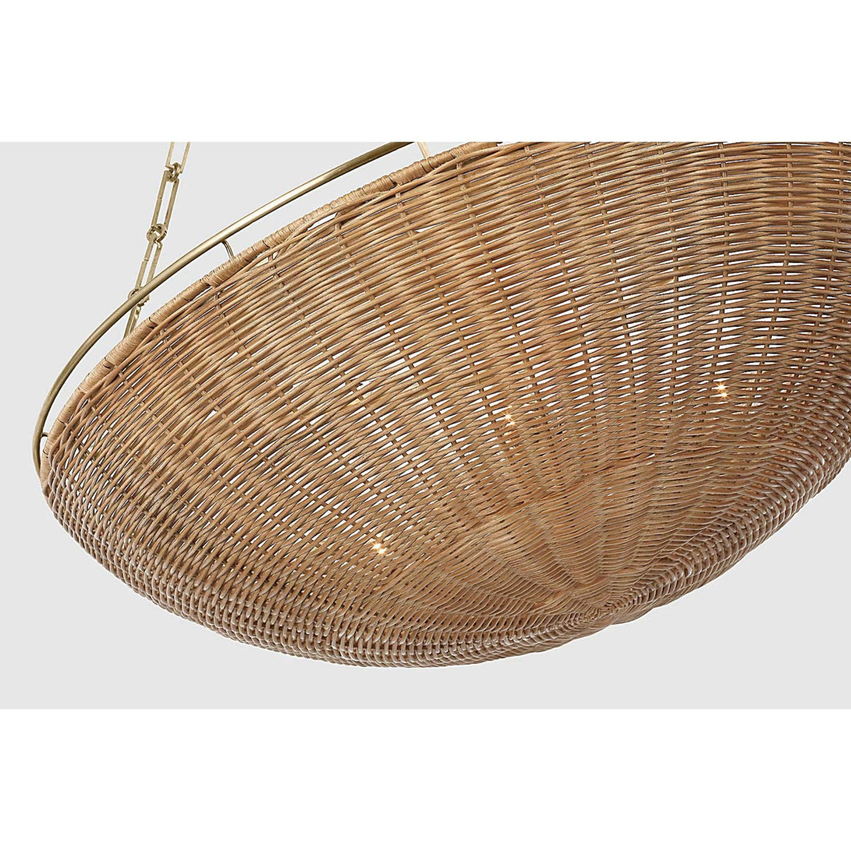Chapman & Myers Clovis Medium Chandelier in Antique-Burnished Brass and Natural Wicker W28" x H32.25"
