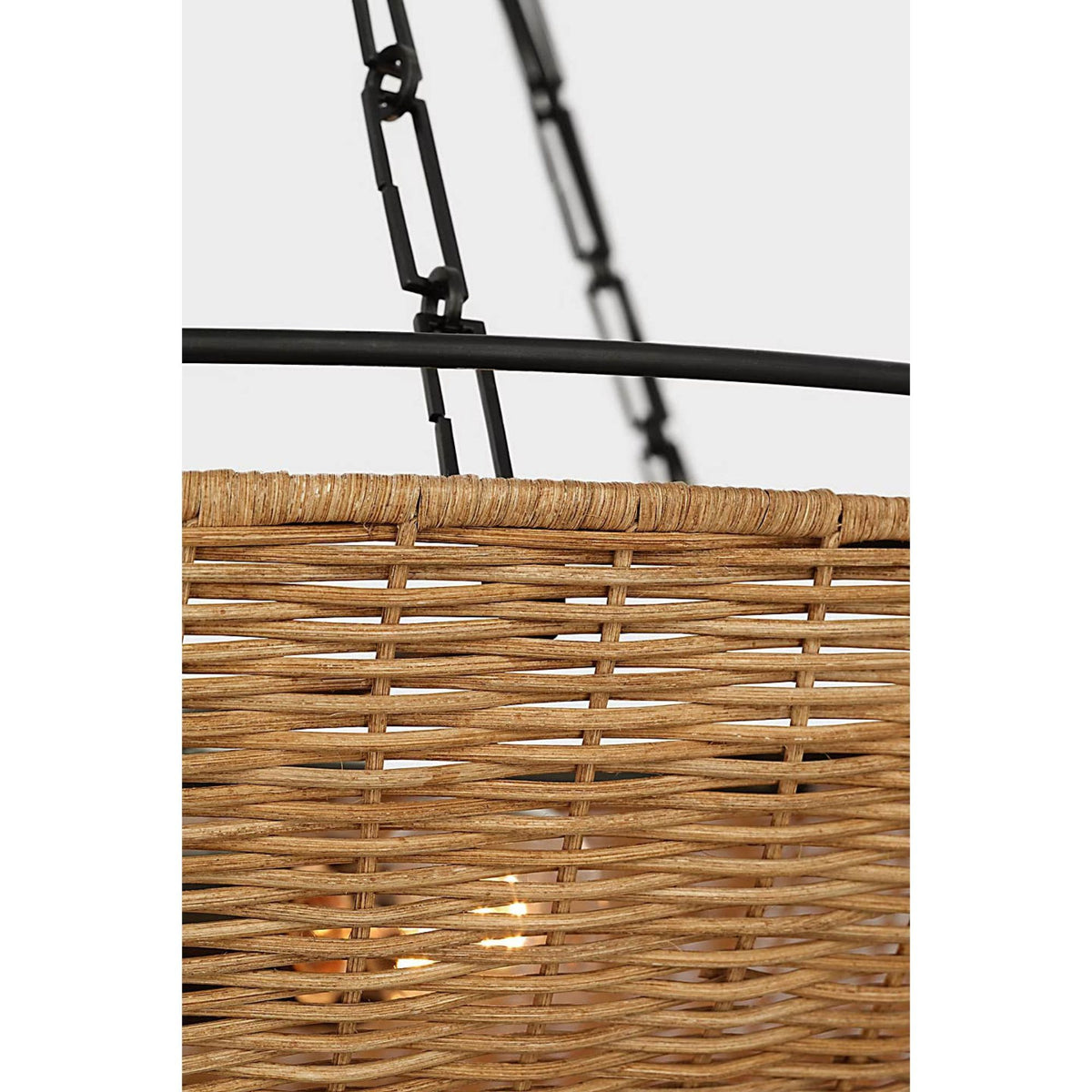 Chapman & Myers Clovis Medium Chandelier in Aged Iron and Natural Wicker W28" x H32.25"
