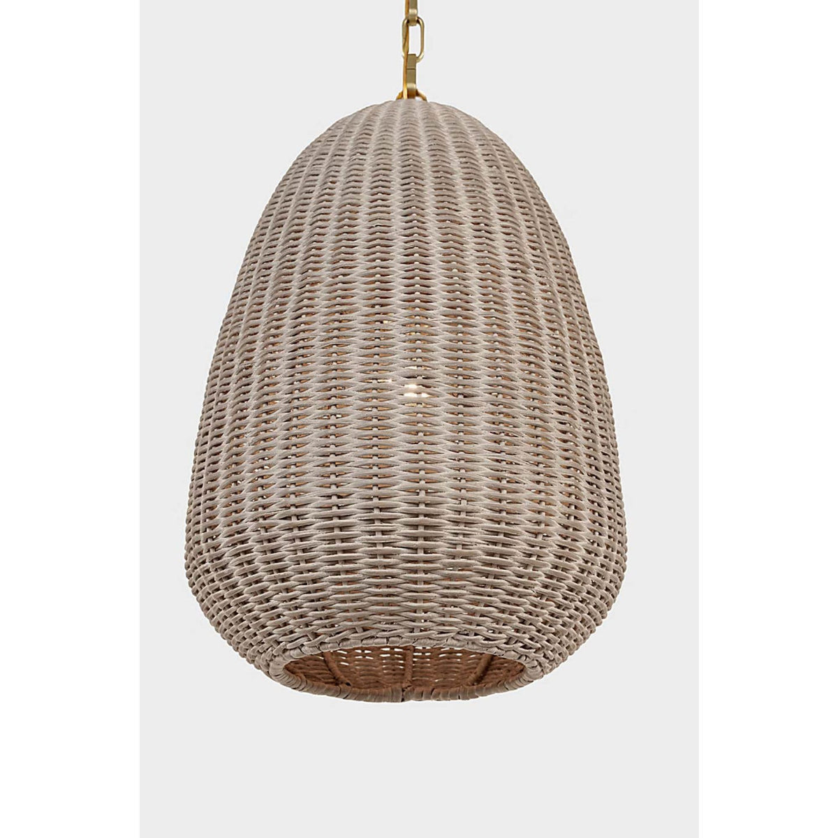 Chapman & Myers Kokomo 12" Pendant in Antique-Burnished Brass with Ash Wicker Shade W11.5" x H18.25"