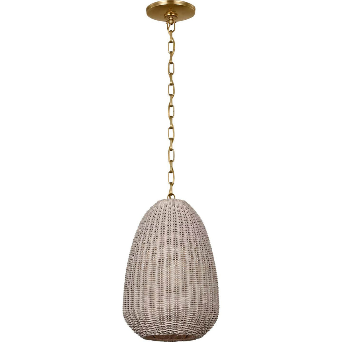Chapman & Myers Kokomo 12" Pendant in Antique-Burnished Brass with Ash Wicker Shade W11.5" x H18.25"