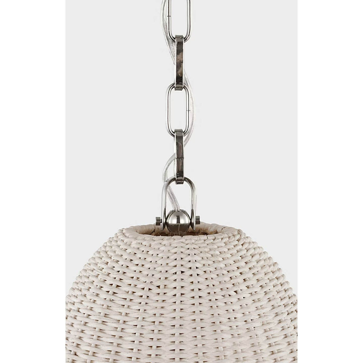 Chapman & Myers Kokomo 12" Pendant in Polished Nickel with Chalk Wicker Shade W11.5" x H18.25"