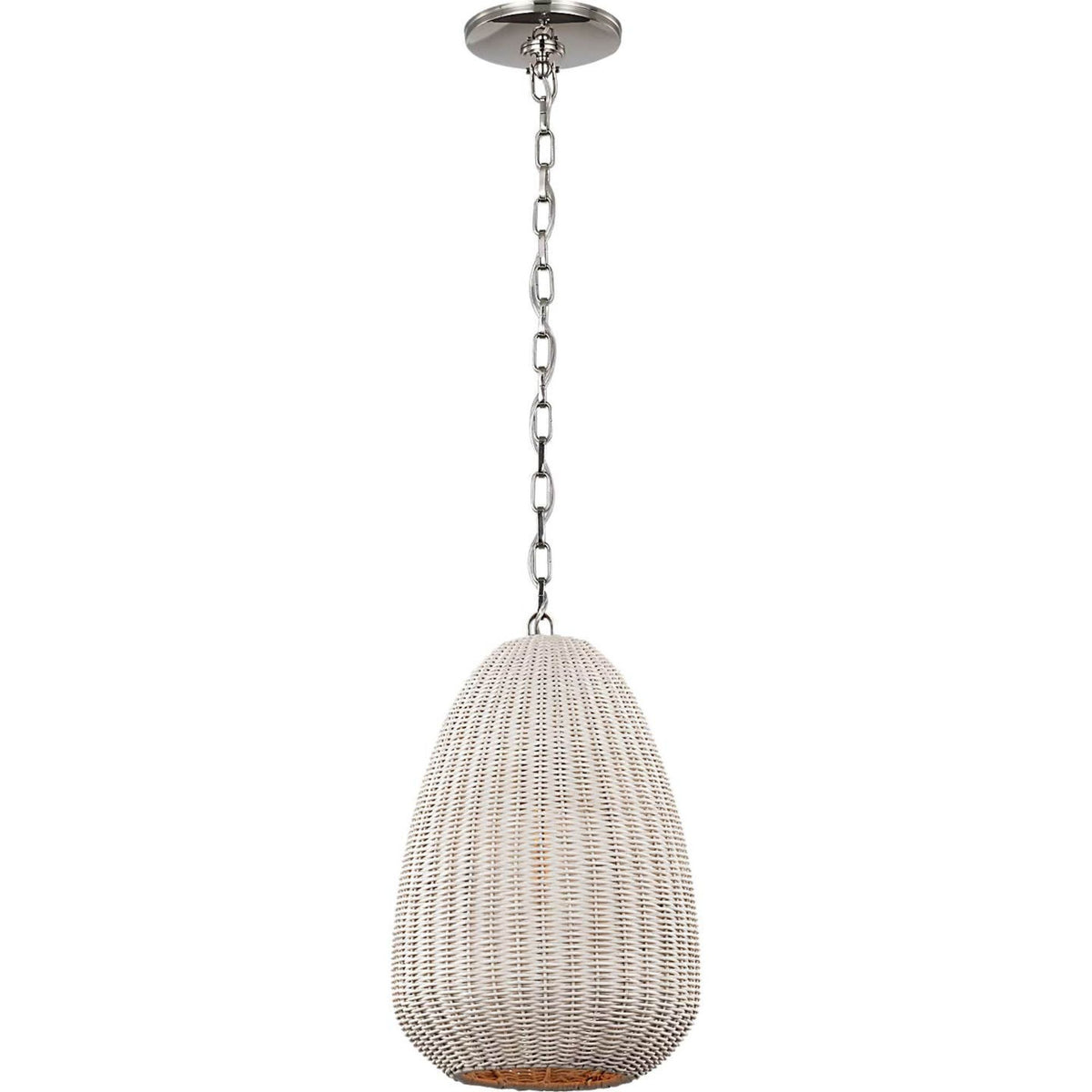 Chapman & Myers Kokomo 12" Pendant in Polished Nickel with Chalk Wicker Shade W11.5" x H18.25"
