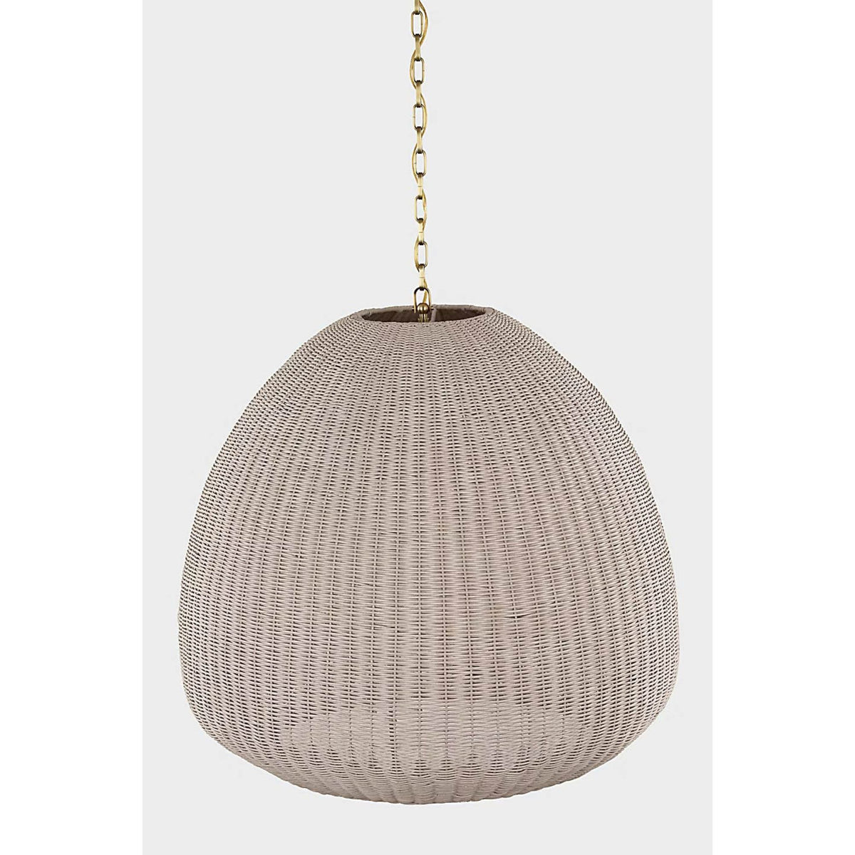 Chapman & Myers Kokomo 30" Domed Pendant in Antique-Burnished Brass with Ash Wicker Shade W30" x H28.75"