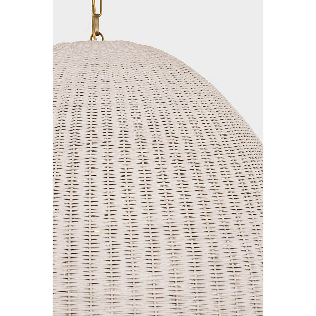 Chapman & Myers Kokomo 30" Domed Pendant in Antique-Burnished Brass with Chalk Wicker Shade W30" x H28.75"