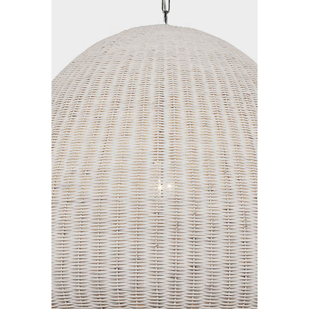 Chapman & Myers Kokomo 30" Domed Pendant in Polished Nickel with Chalk Wicker Shade W30" x H28.75"