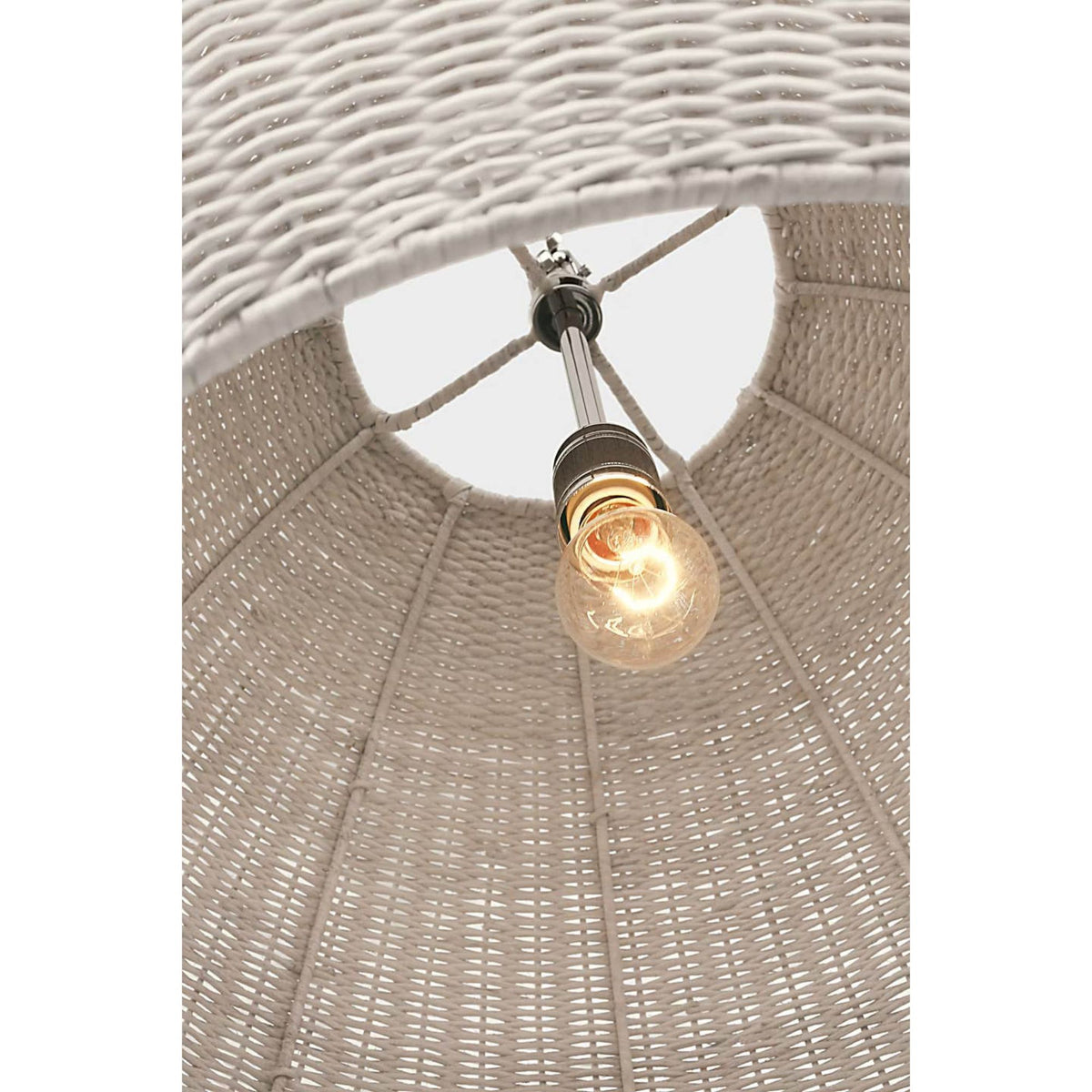 Chapman & Myers Kokomo 30" Domed Pendant in Polished Nickel with Chalk Wicker Shade W30" x H28.75"