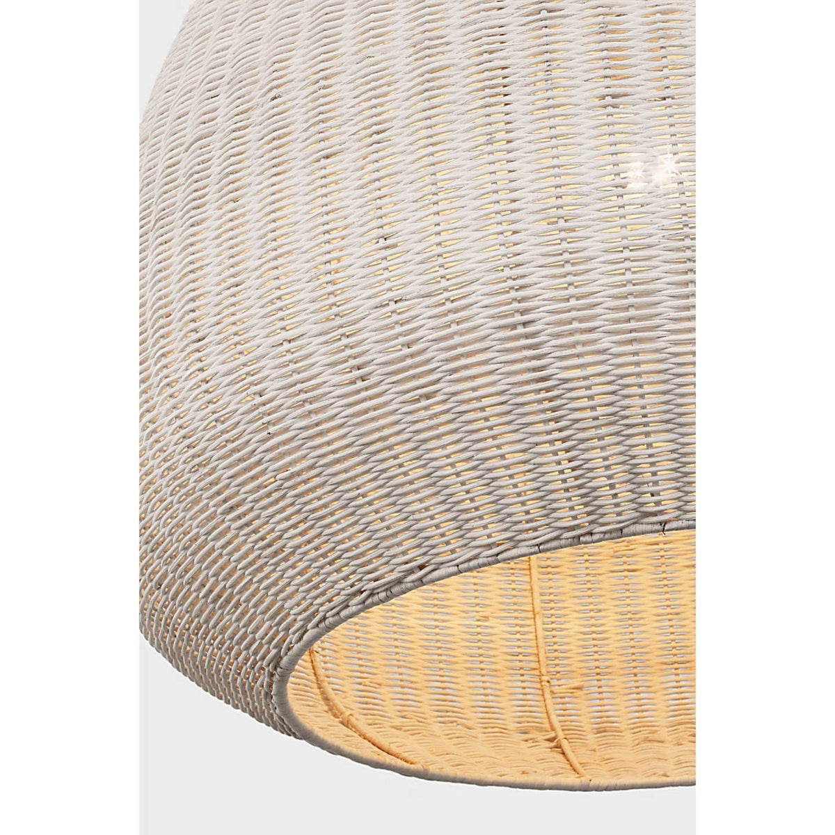 Chapman & Myers Kokomo 30" Domed Pendant in Polished Nickel with Chalk Wicker Shade W30" x H28.75"