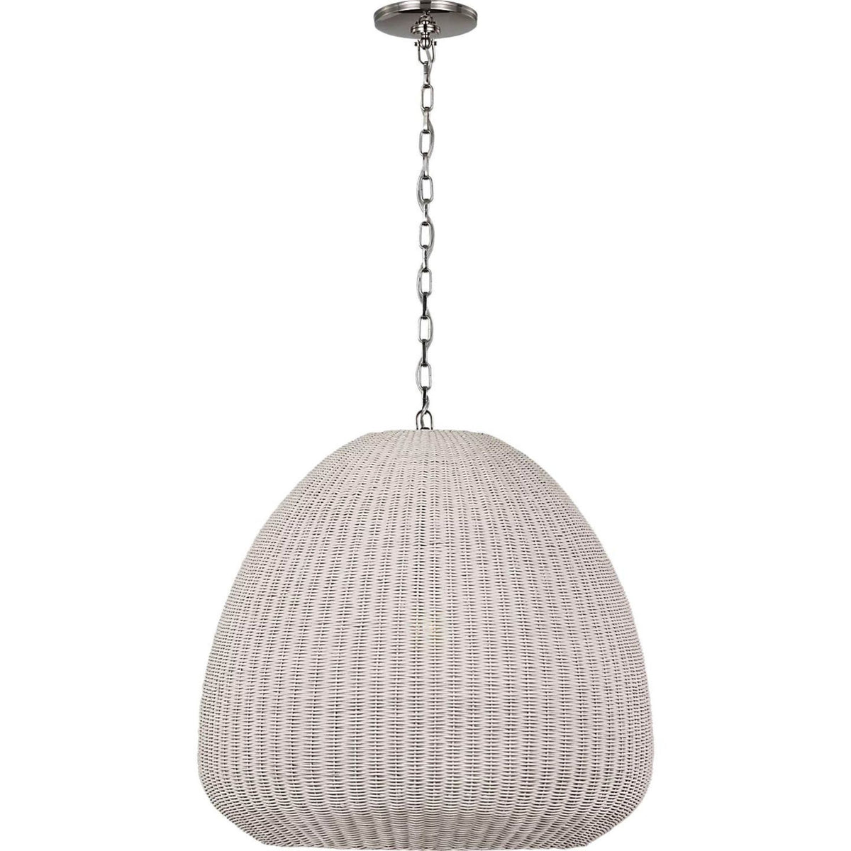 Chapman & Myers Kokomo 30" Domed Pendant in Polished Nickel with Chalk Wicker Shade W30" x H28.75"