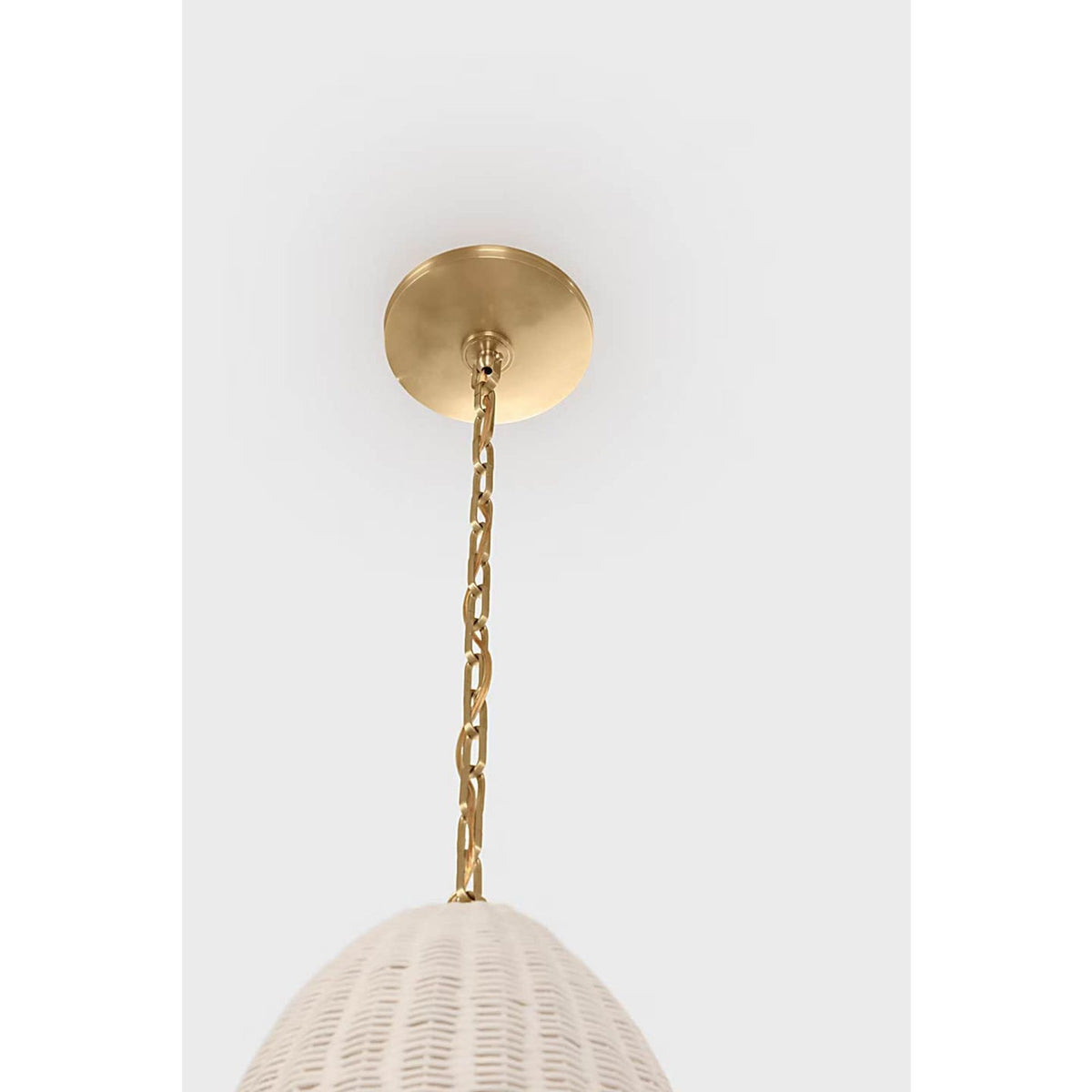 Chapman & Myers Kokomo 15" Elongated Pendant in Antique-Burnished Brass with Chalk Wicker Shade W15" x H33.75"
