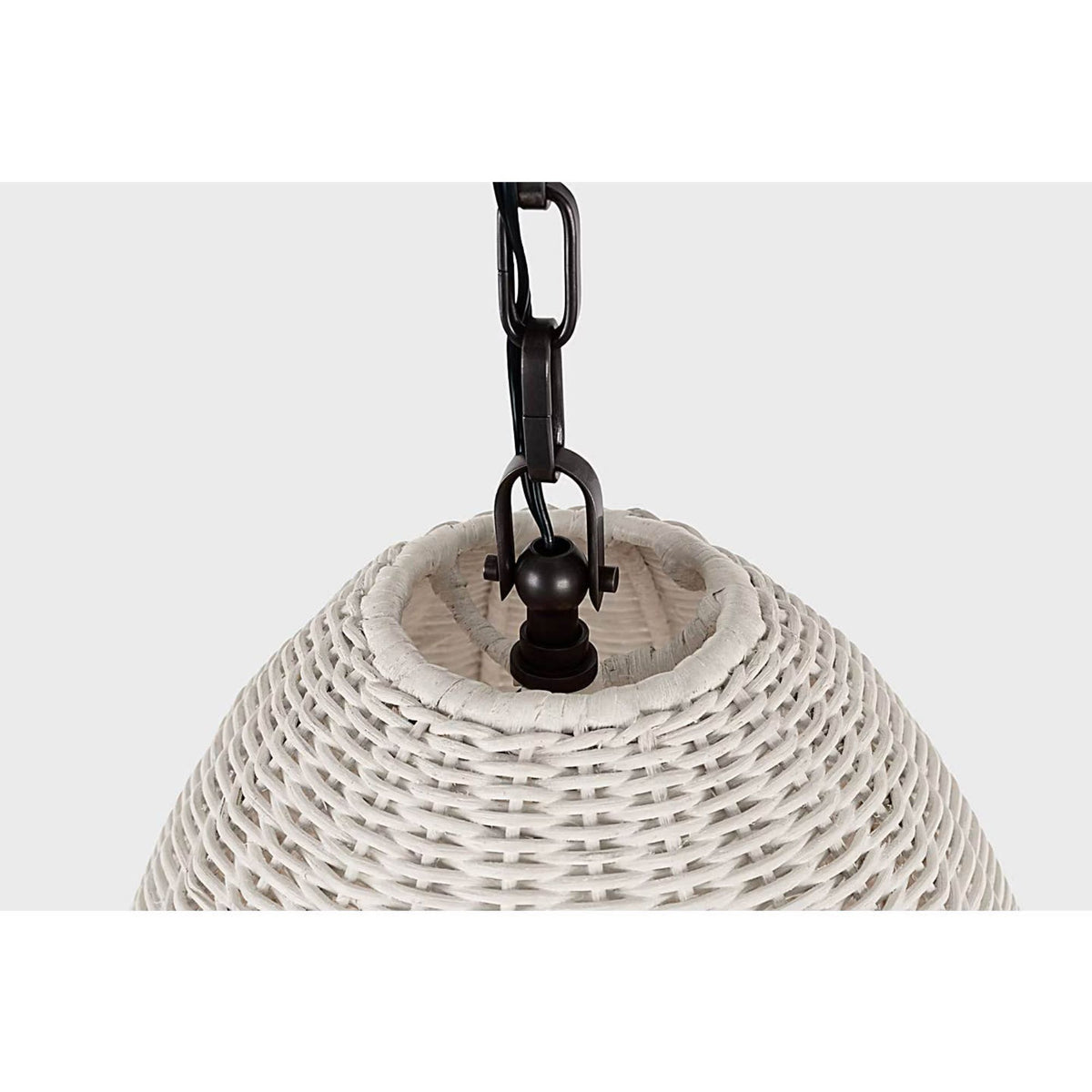 Chapman & Myers Kokomo 15" Elongated Pendant in Bronze with Chalk Wicker Shade W15" x H33.75"