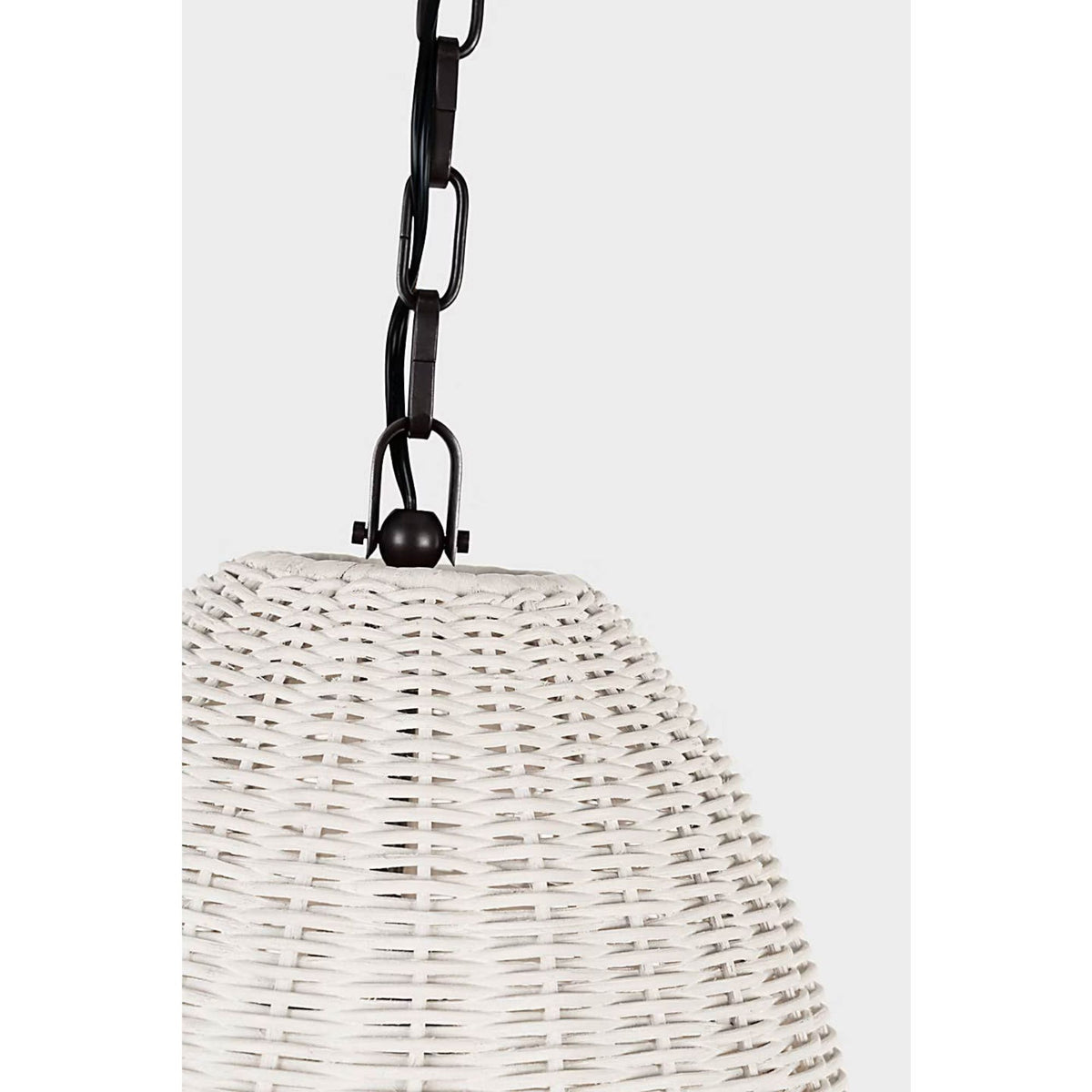 Chapman & Myers Kokomo 15" Elongated Pendant in Bronze with Chalk Wicker Shade W15" x H33.75"