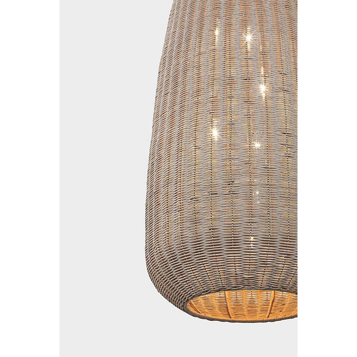 Chapman & Myers Kokomo 20" Elongated Pendant in Polished Nickel with Ash Wicker Shade W20" x H44.25"