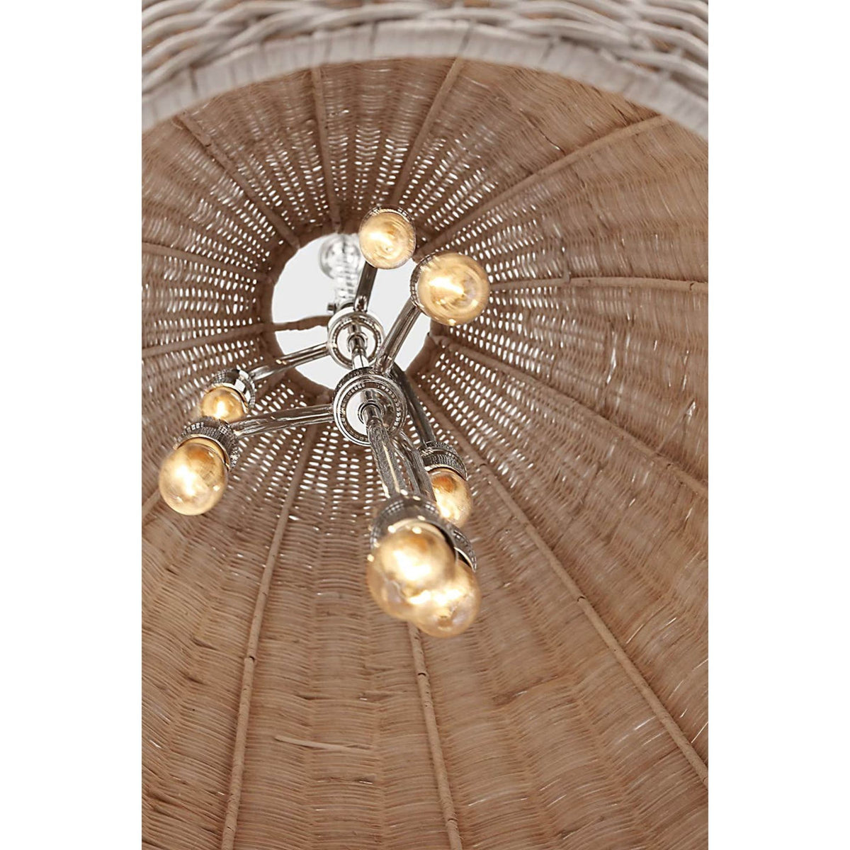 Chapman & Myers Kokomo 20" Elongated Pendant in Polished Nickel with Ash Wicker Shade W20" x H44.25"