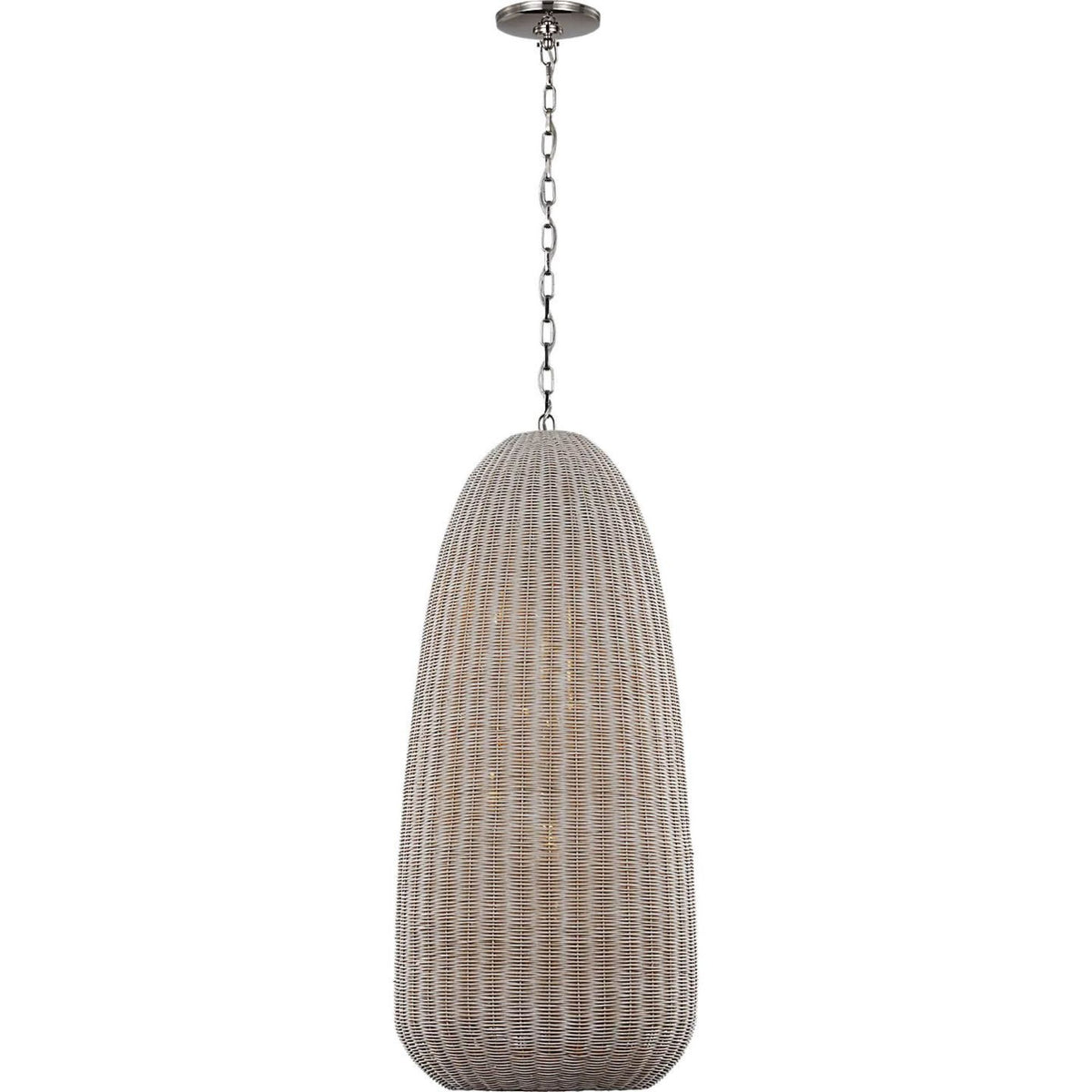 Chapman & Myers Kokomo 20" Elongated Pendant in Polished Nickel with Ash Wicker Shade W20" x H44.25"