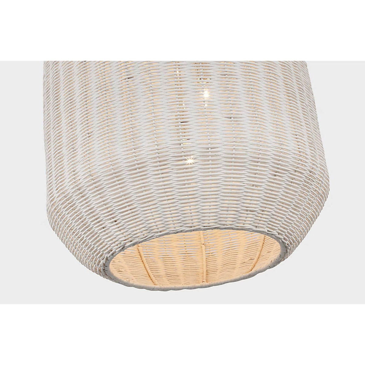 Chapman & Myers Kokomo 20" Elongated Pendant in Polished Nickel with Chalk Wicker Shade W20" x H44.25"