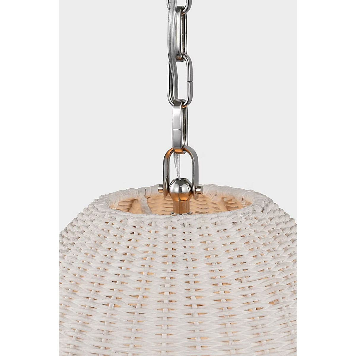 Chapman & Myers Kokomo 20" Elongated Pendant in Polished Nickel with Chalk Wicker Shade W20" x H44.25"
