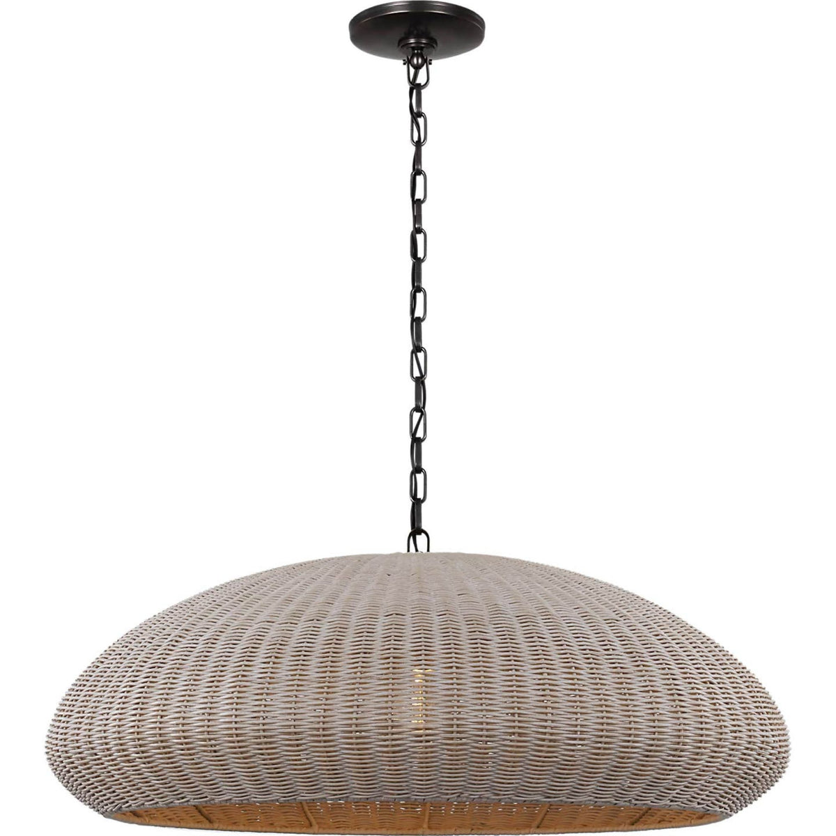 Chapman & Myers Kokomo 32" Wide Pendant in Bronze with Ash Wicker Shade W32" x H12.75"
