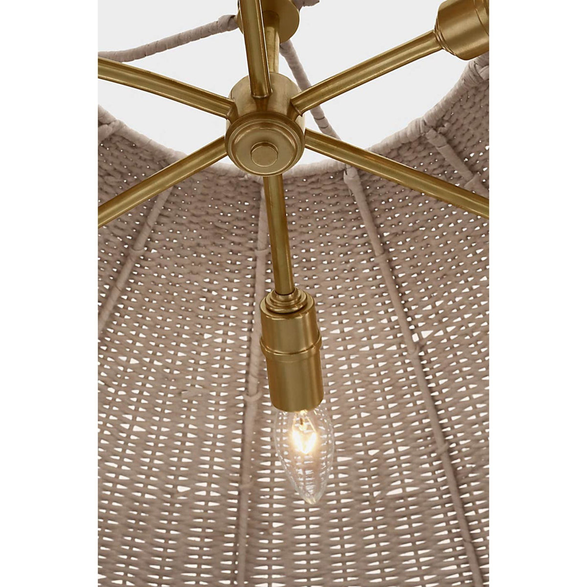 Chapman & Myers Kokomo 44" Wide Pendant in Antique-Burnished Brass with Ash Wicker Shade W44" x H16.75"