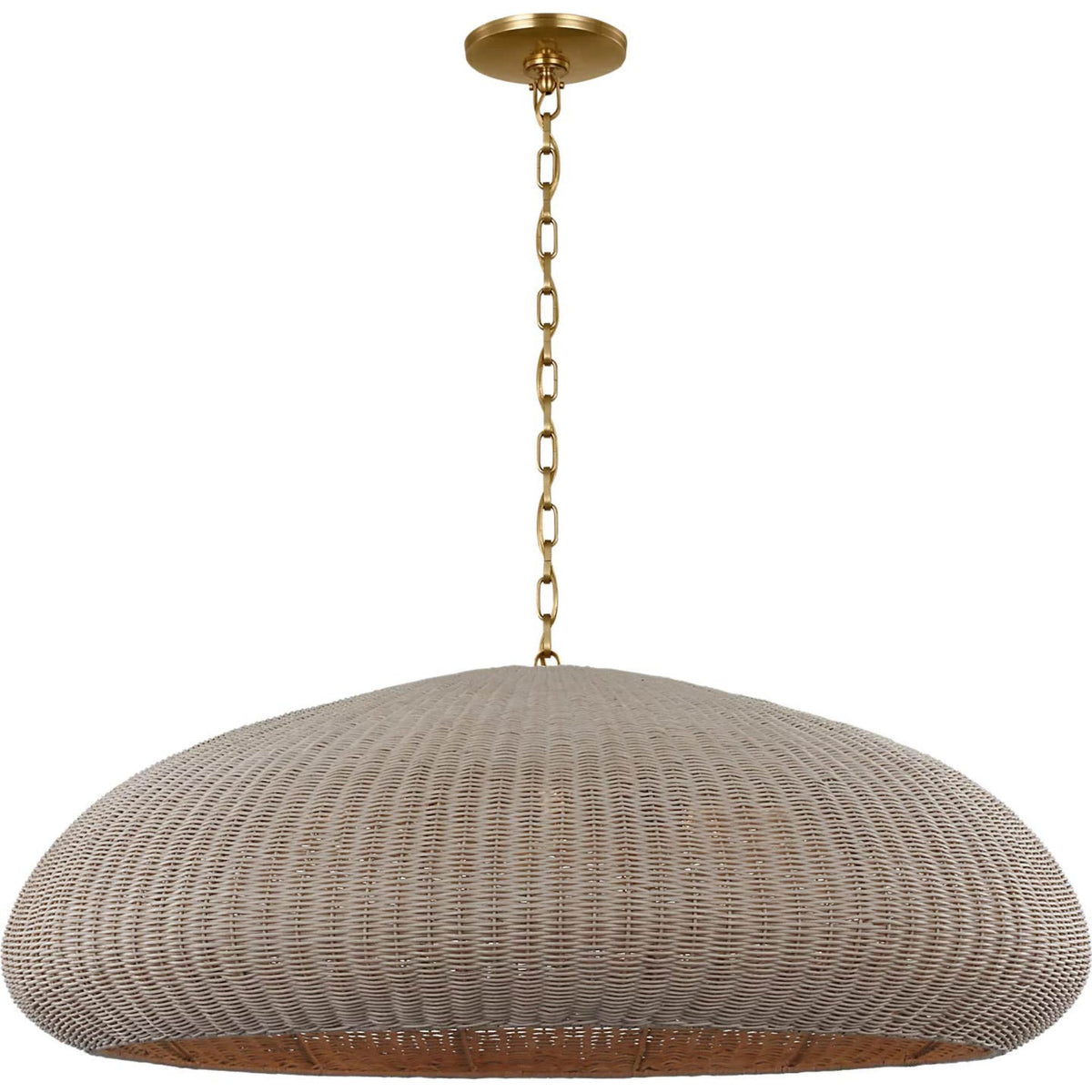 Chapman & Myers Kokomo 44" Wide Pendant in Antique-Burnished Brass with Ash Wicker Shade W44" x H16.75"