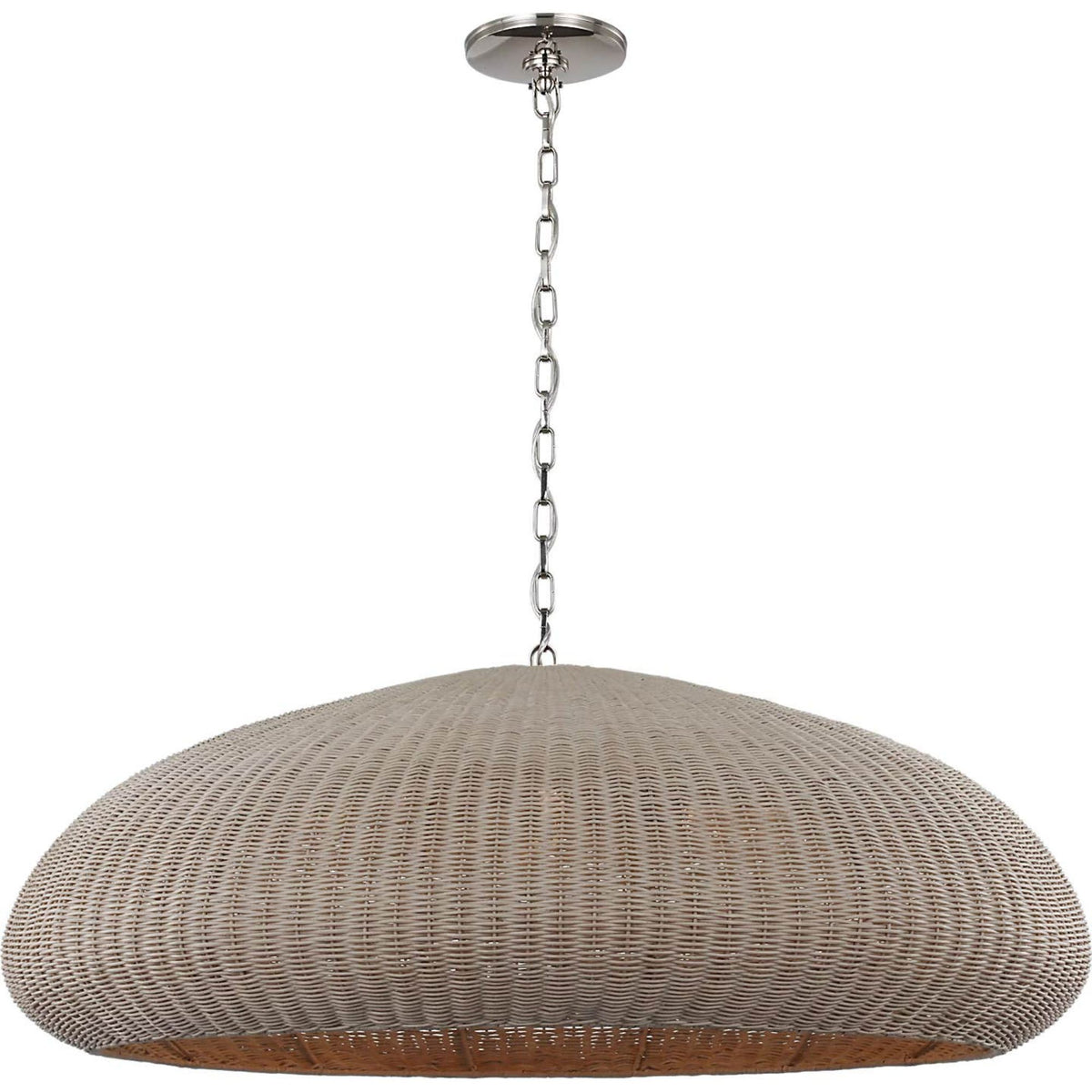 Chapman & Myers Kokomo 44" Wide Pendant in Polished Nickel with Ash Wicker Shade W44" x H16.75"