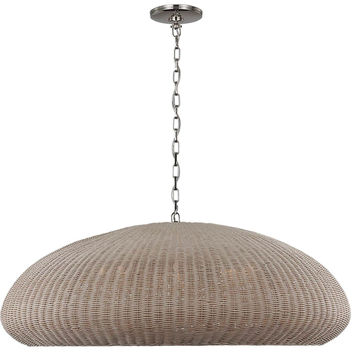 Chapman & Myers Kokomo 44" Wide Pendant in Polished Nickel with Ash Wicker Shade W44" x H16.75"