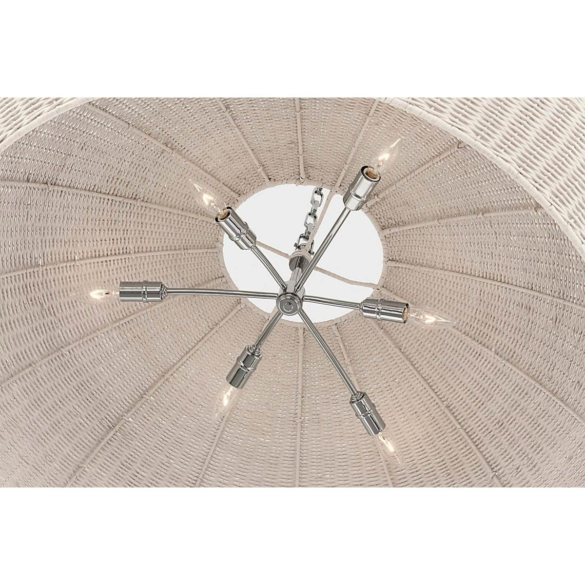 Chapman & Myers Kokomo 44" Wide Pendant in Polished Nickel with Chalk Wicker Shade W44" x H16.75"