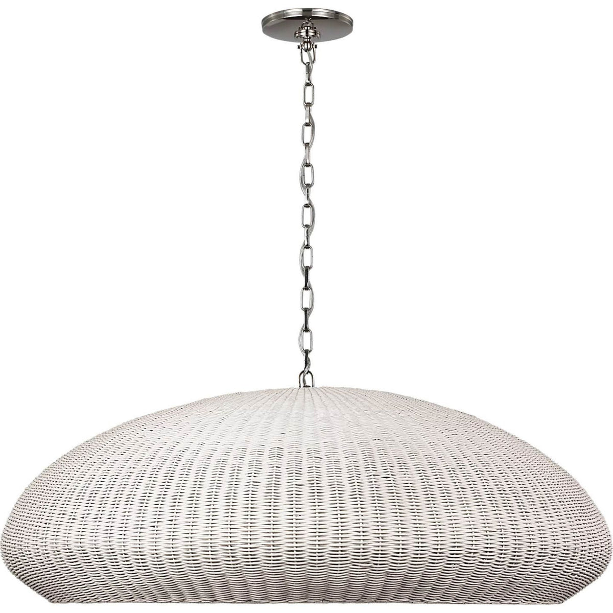 Chapman & Myers Kokomo 44" Wide Pendant in Polished Nickel with Chalk Wicker Shade W44" x H16.75"