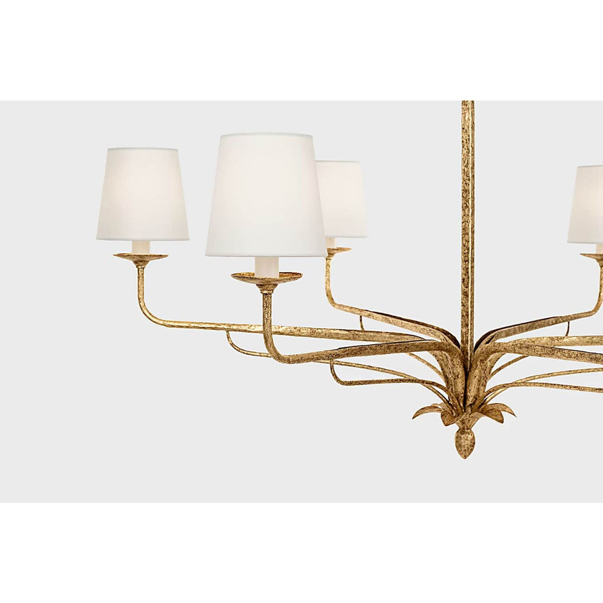 Chapman & Myers Amalfi 41" Chandelier in Milano Gold with Linen Shades W40.5" x H23.5"