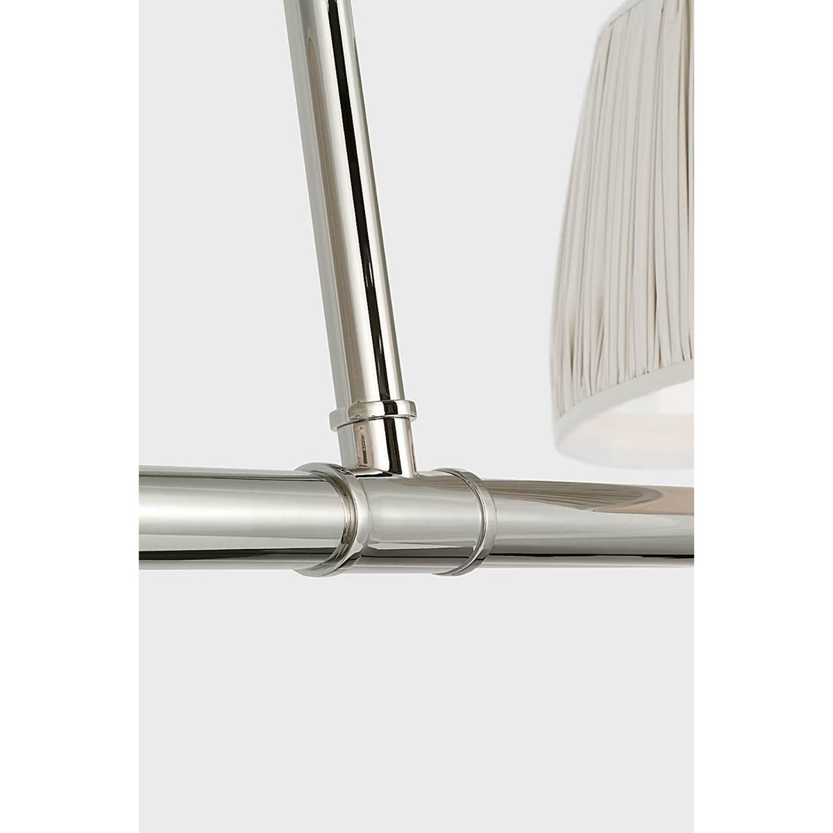 Chapman & Myers Marion 56" Linear Chandelier in Polished Nickel with Champagne Silk Pleated Shades W17" x 56"