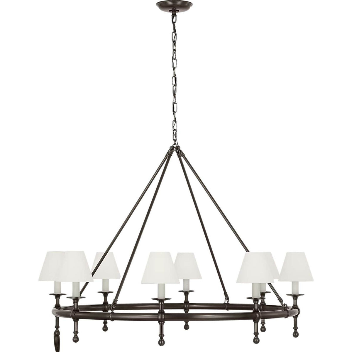 Chapman & Myers Classic 42" Ring Chandelier in Bronze with Linen Shades W43.75" x H34"