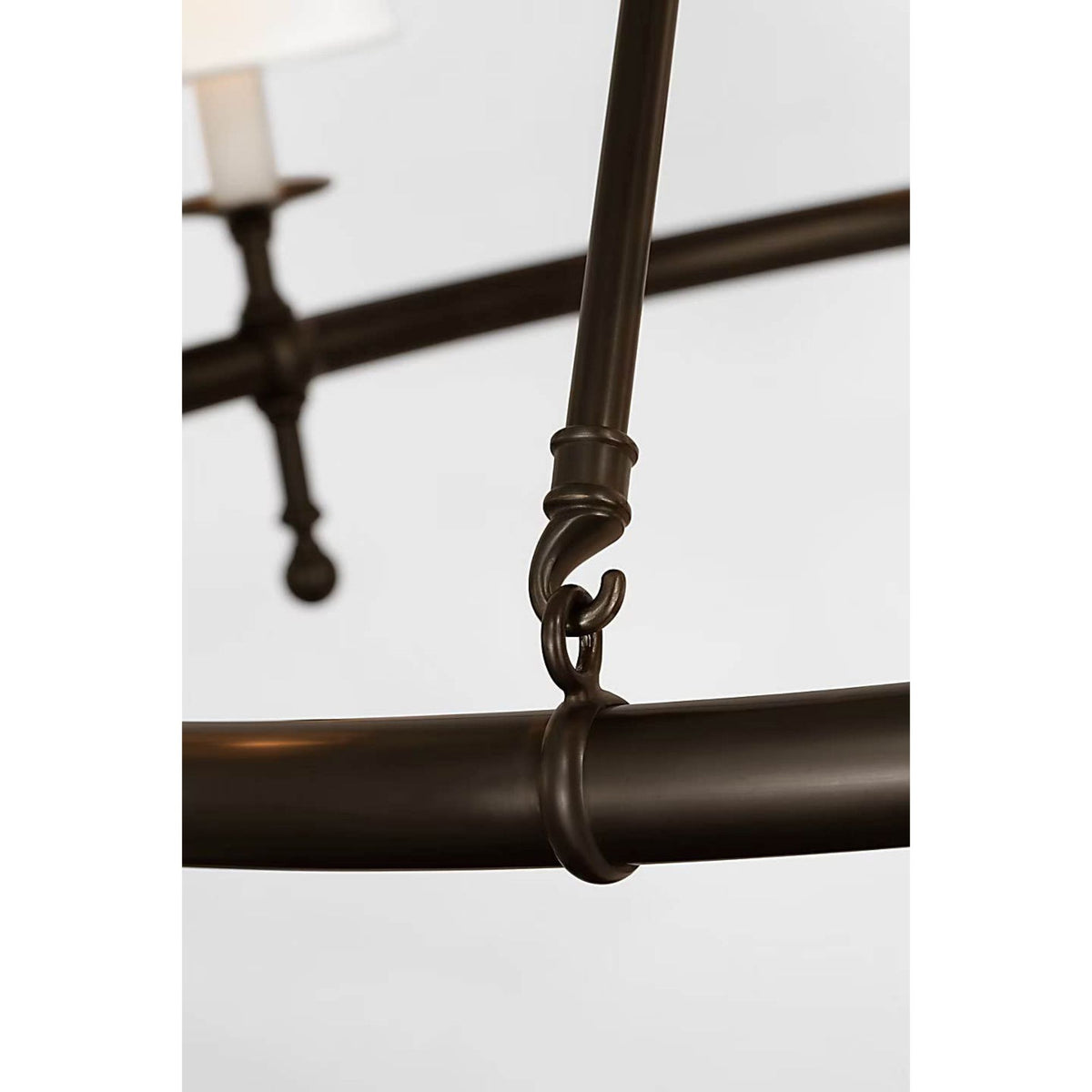 Chapman & Myers Classic 42" Ring Chandelier in Bronze with Linen Shades W43.75" x H34"