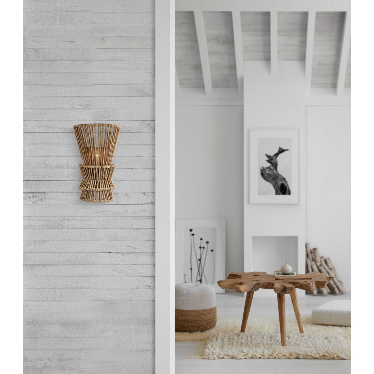 Chapman & Myers Antigua Medium Sconce in Antique-Burnished Brass and Natural Abaca W10.25" x H16.25" x E6.25"