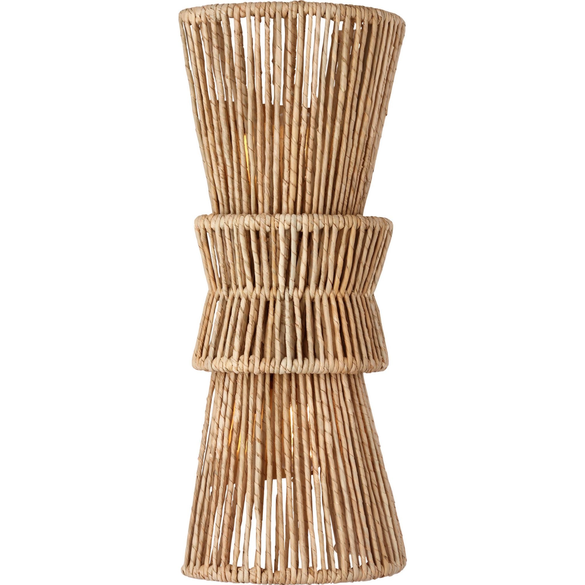 Chapman & Myers Antigua 20" Sconce in Antique-Burnished Brass and Natural Abaca W9" x H20.25" x E5.75"