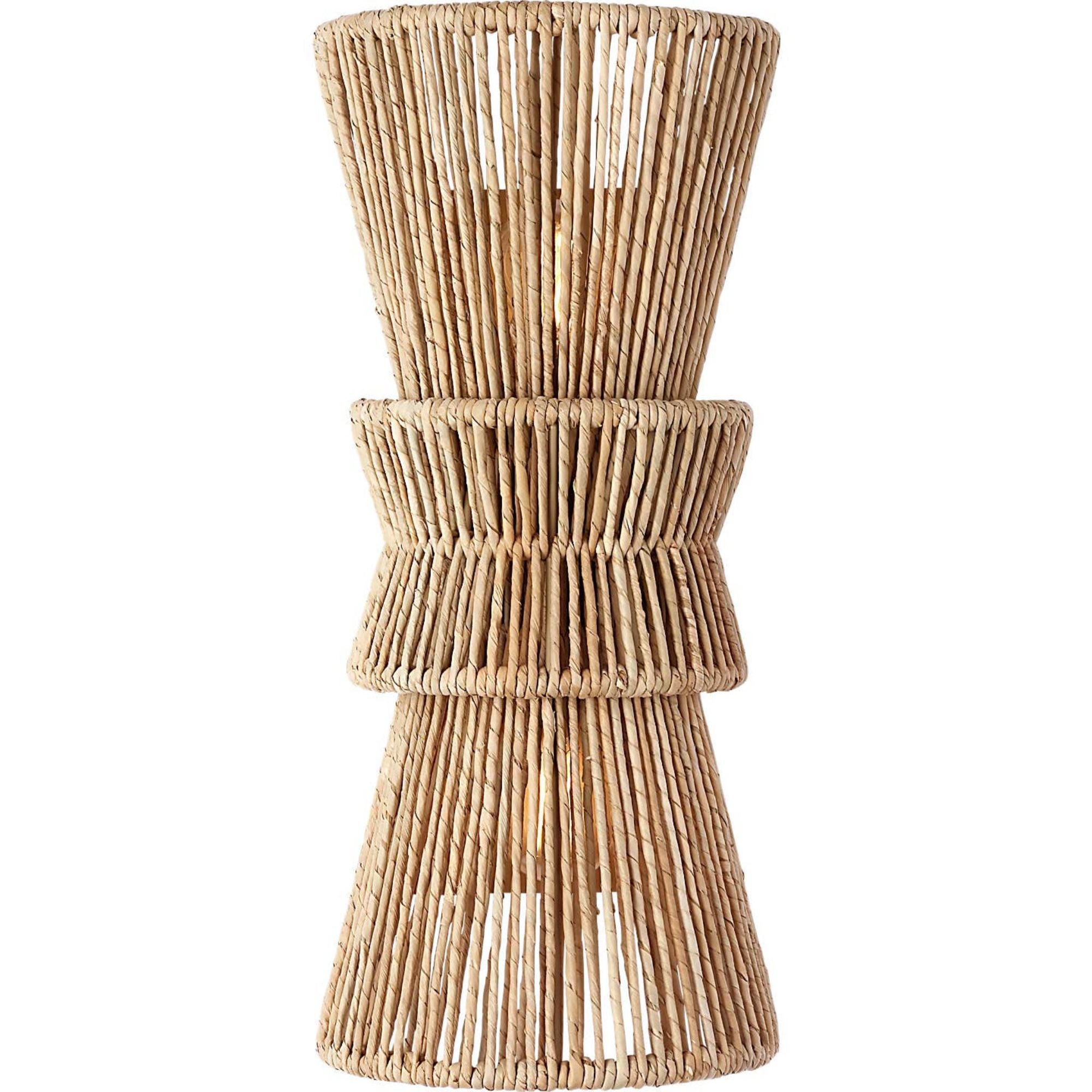 Chapman & Myers Antigua 20" Sconce in Antique-Burnished Brass and Natural Abaca W9" x H20.25" x E5.75"