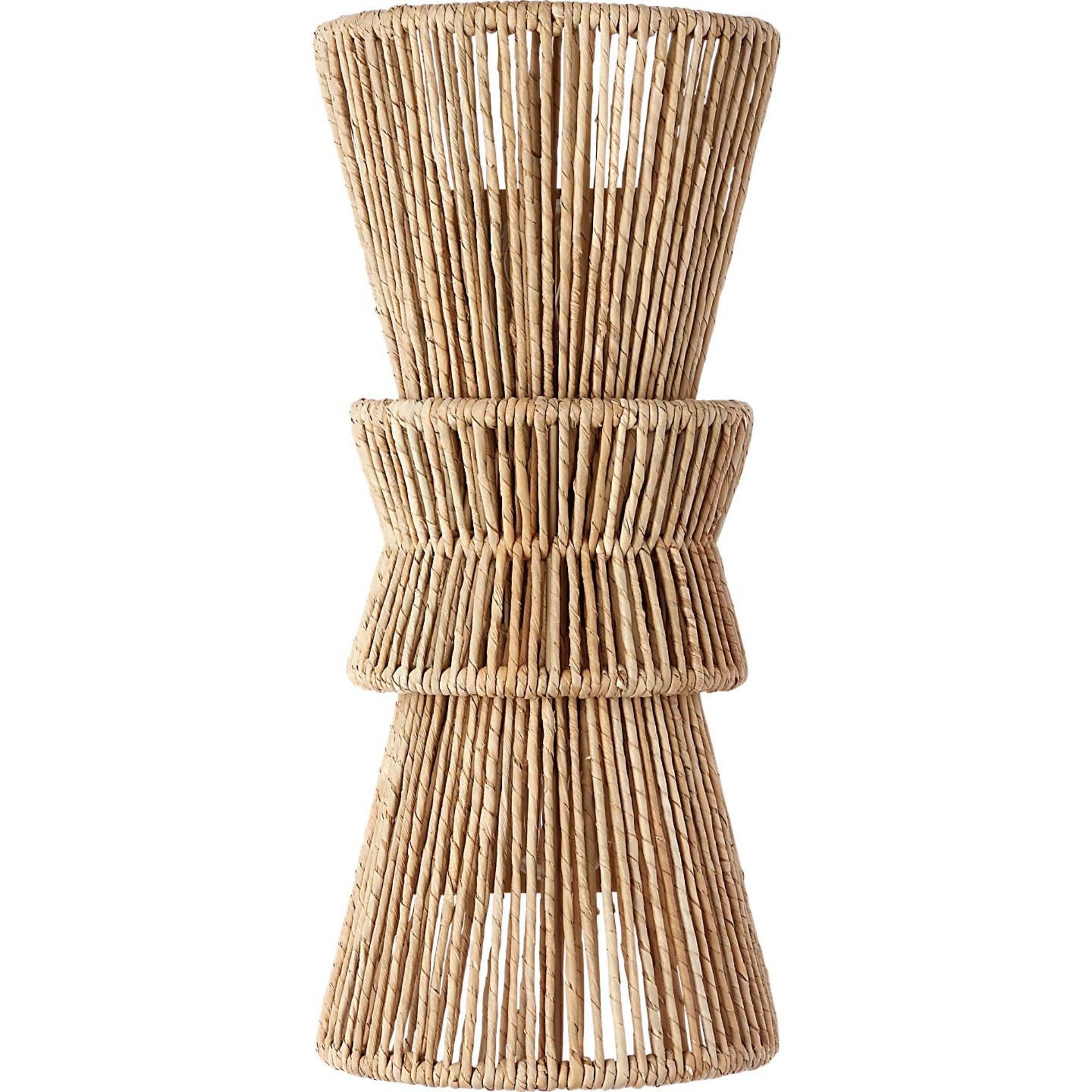 Chapman & Myers Antigua 20" Sconce in Antique-Burnished Brass and Natural Abaca W9" x H20.25" x E5.75"