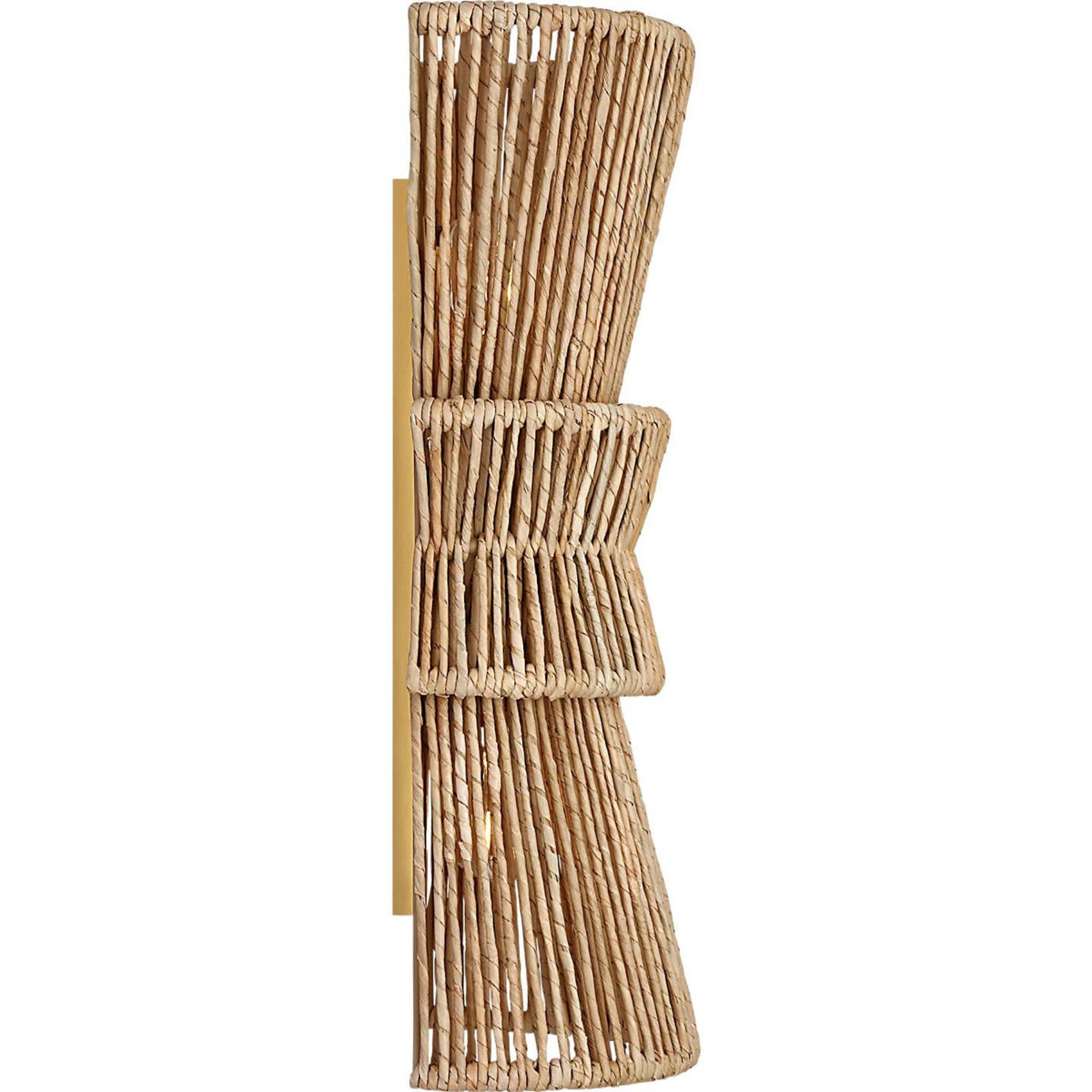 Chapman & Myers Antigua 20" Sconce in Antique-Burnished Brass and Natural Abaca W9" x H20.25" x E5.75"