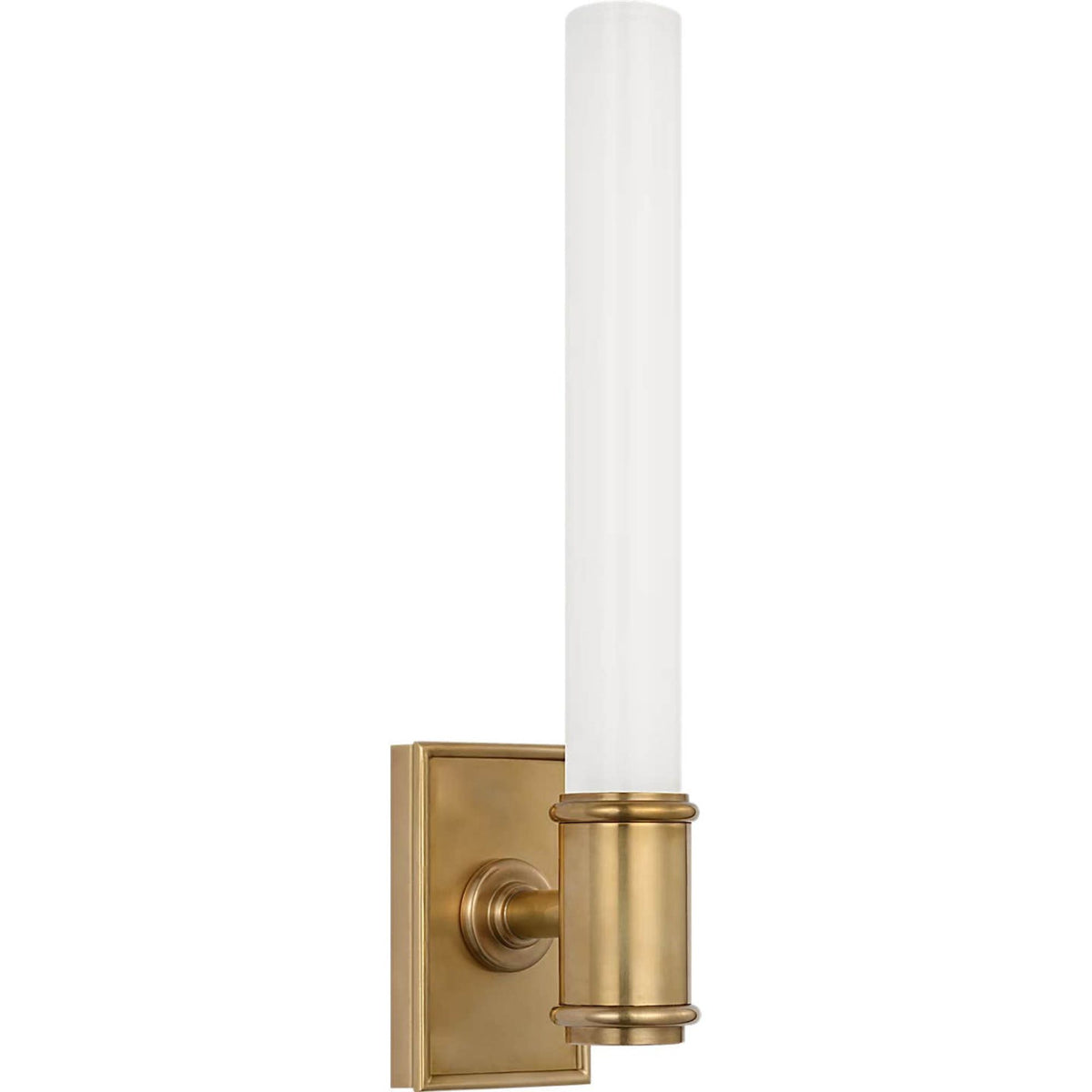 Chapman & Myers Owen 14" Single Bath Light in Antique-Burnished Brass with White Glass W2.75" x H13.5" x E4"