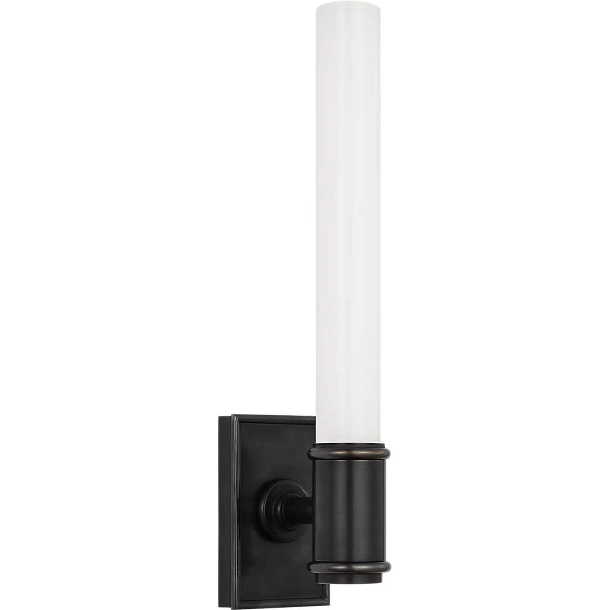 Chapman & Myers Owen 14" Single Bath Light in Bronze with White Glass W2.75" x H13.5" x E4"