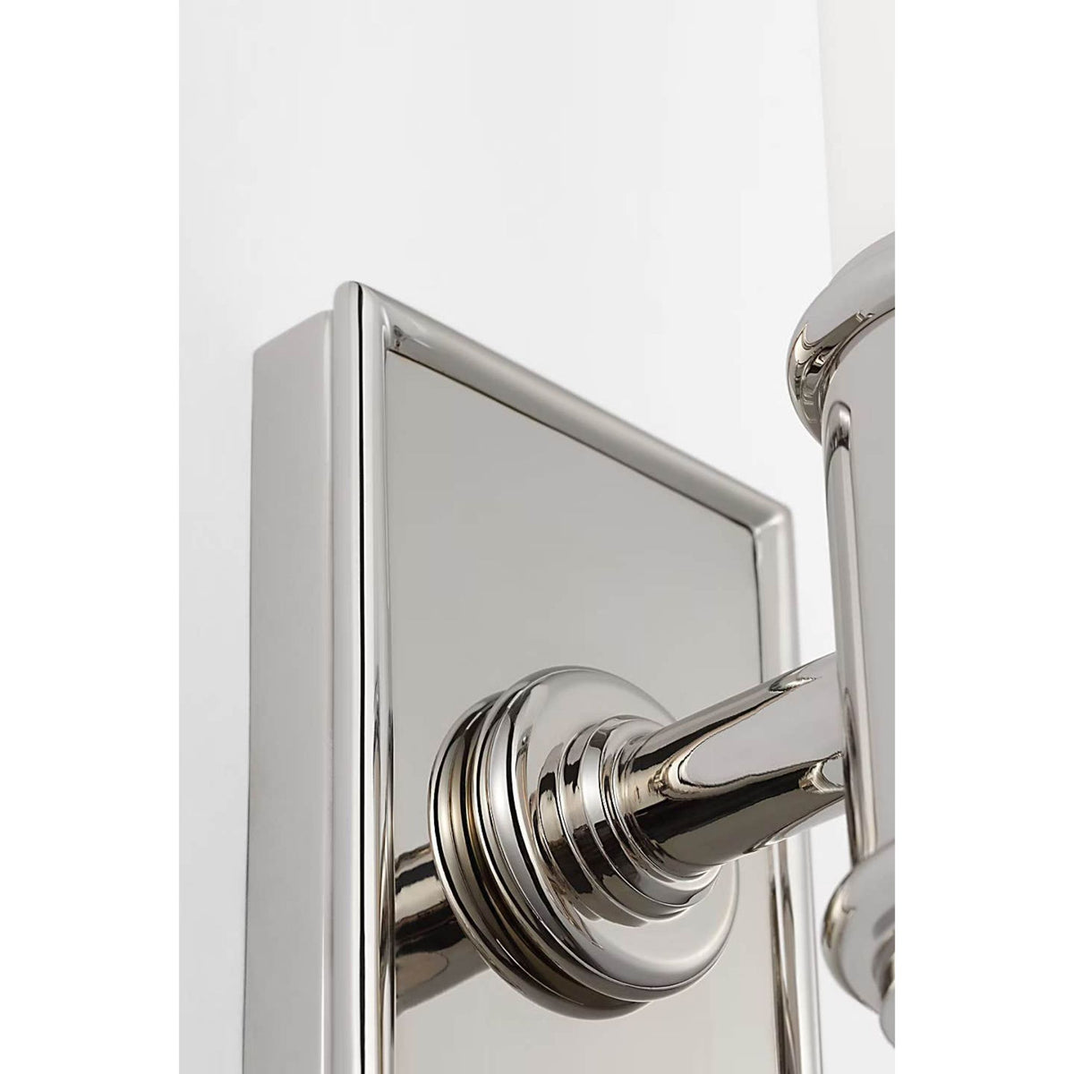 Chapman & Myers Owen 14" Single Bath Light in Polished Nickel with White Glass W2.75" x H13.5" x E4"