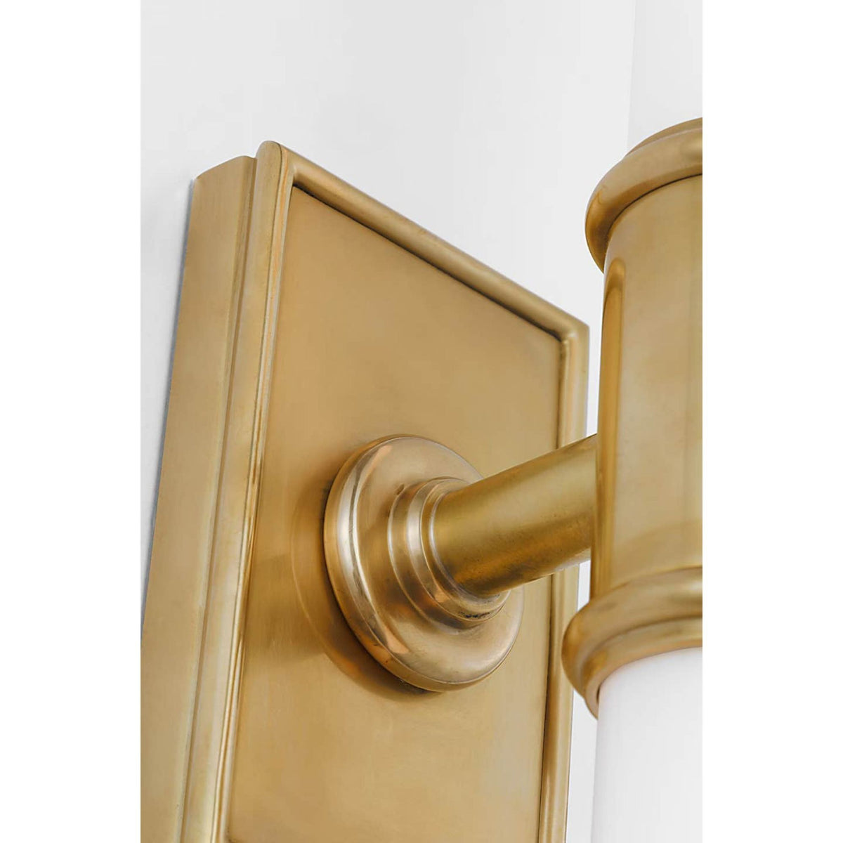 Chapman & Myers Owen 22" Double Bath Light in Antique-Burnished Brass with White Glass W2.75" x H22" x E4"