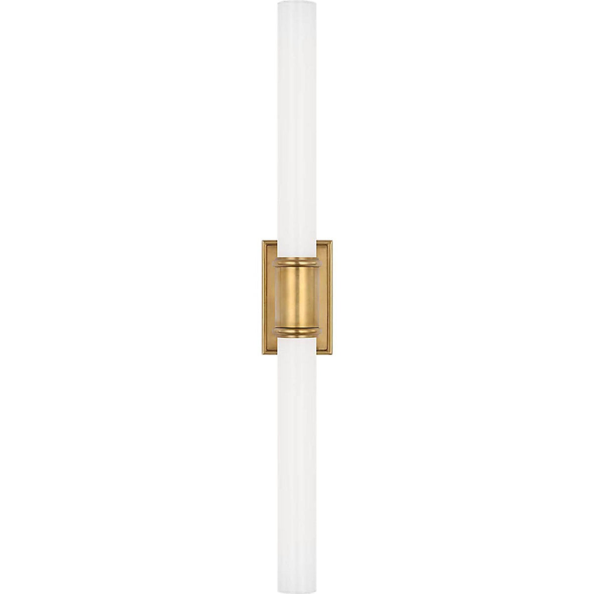 Chapman & Myers Owen 22" Double Bath Light in Antique-Burnished Brass with White Glass W2.75" x H22" x E4"