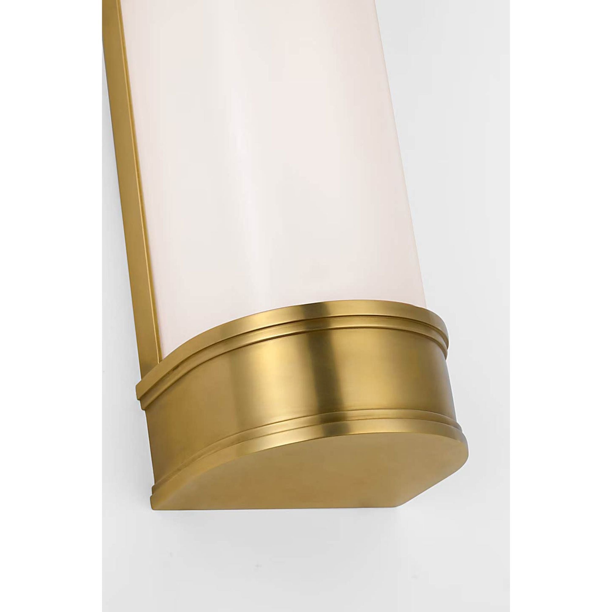 Chapman & Myers Marden 12" Salon Bath Sconce in Antique-Burnished Brass with White Glass W4.25" x H12" x E3.75"