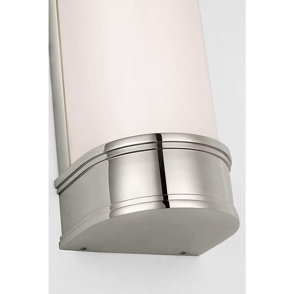 Chapman & Myers Marden 12" Salon Bath Sconce in Polished Nickel with White Glass W4.25" x H12" x E3.75"