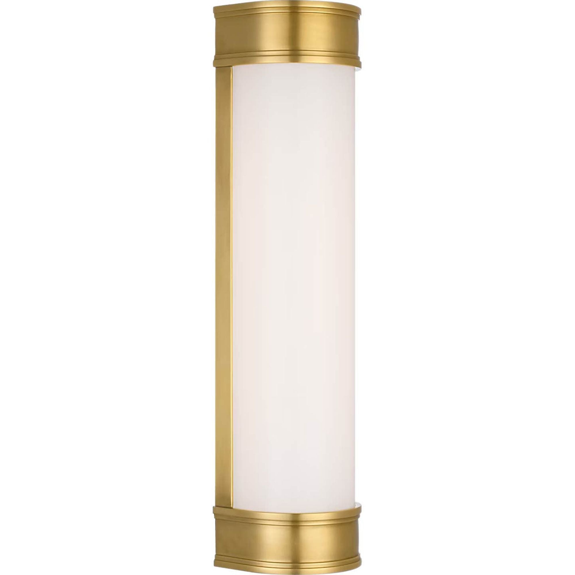 Chapman & Myers Marden 18" Salon Bath Sconce in Antique-Burnished Brass with White Glass W4.25" x H18" x E3.75"