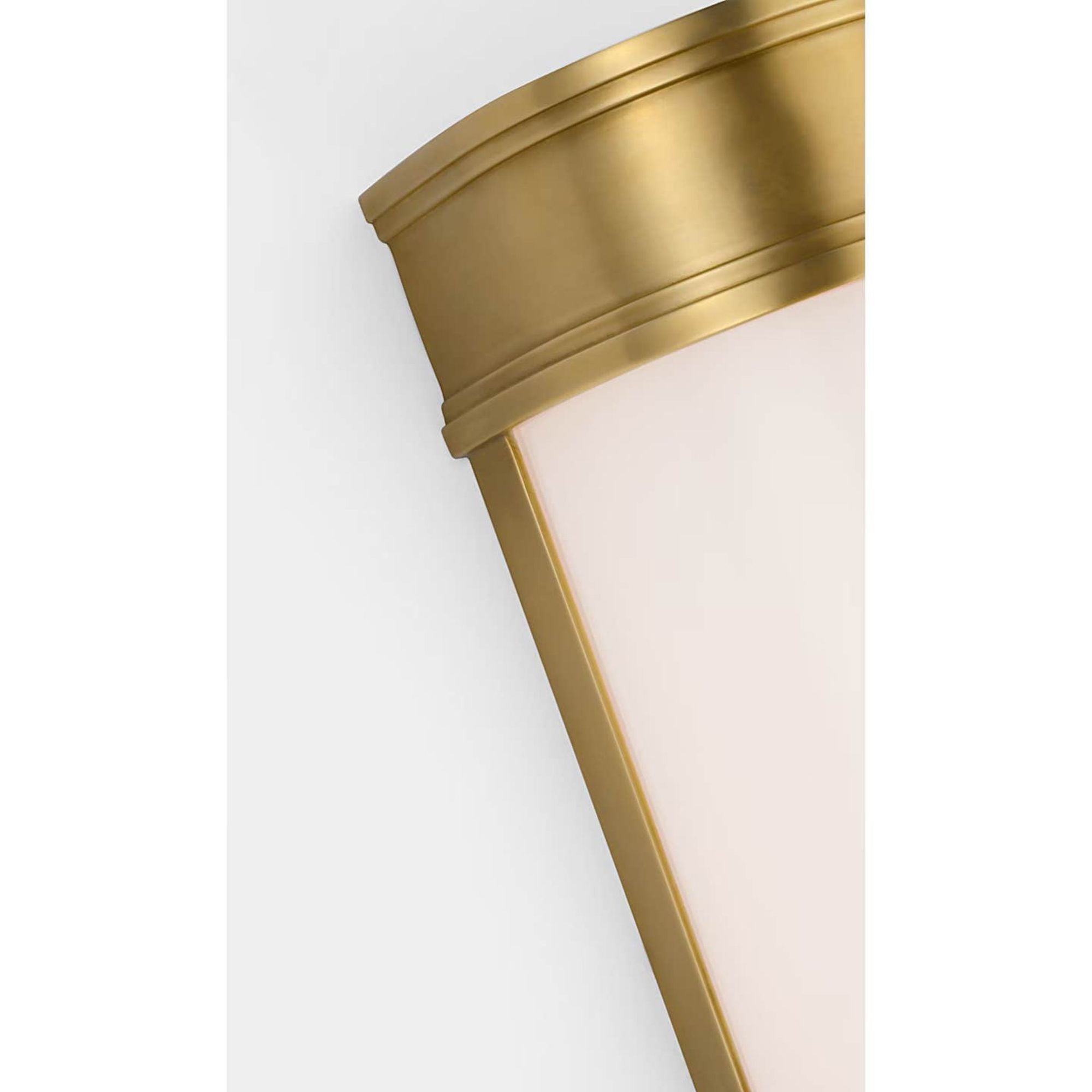 Chapman & Myers Marden 18" Salon Bath Sconce in Antique-Burnished Brass with White Glass W4.25" x H18" x E3.75"