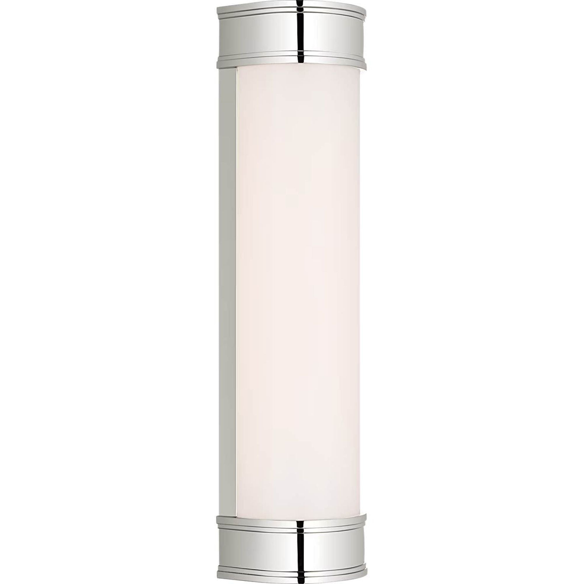 Chapman & Myers Marden 18" Salon Bath Sconce in Polished Nickel with White Glass W4.25" x H18" x E3.75"