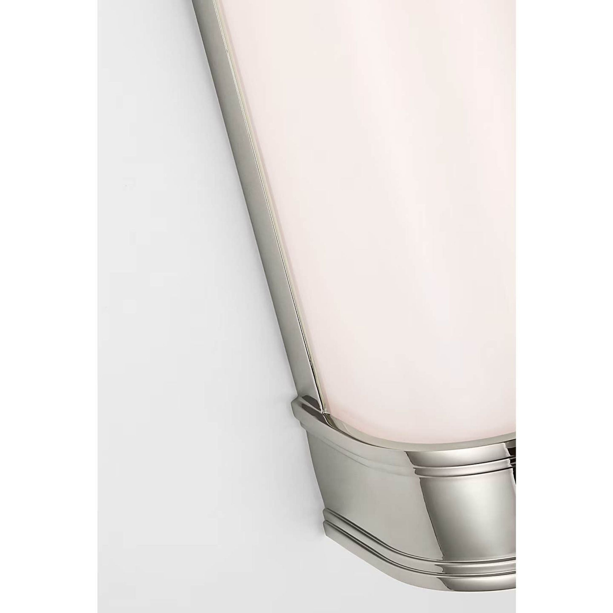 Chapman & Myers Marden 18" Salon Bath Sconce in Polished Nickel with White Glass W4.25" x H18" x E3.75"