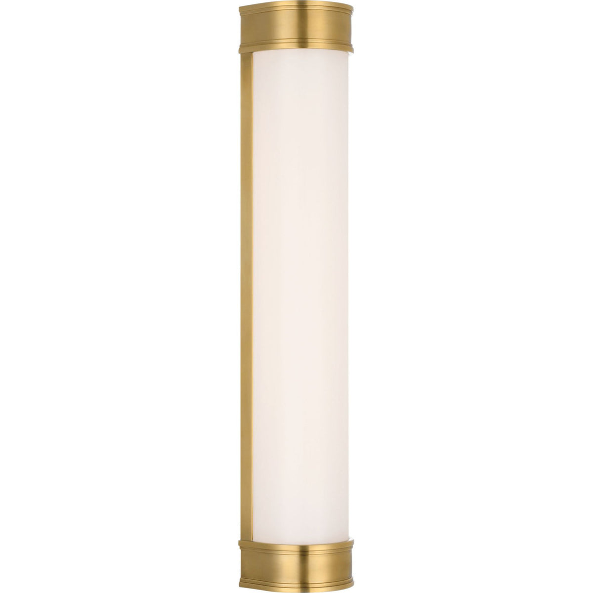 Chapman & Myers Marden 24" Salon Bath Sconce in Antique-Burnished Brass with White Glass W4.25" x H24" x E3.75"