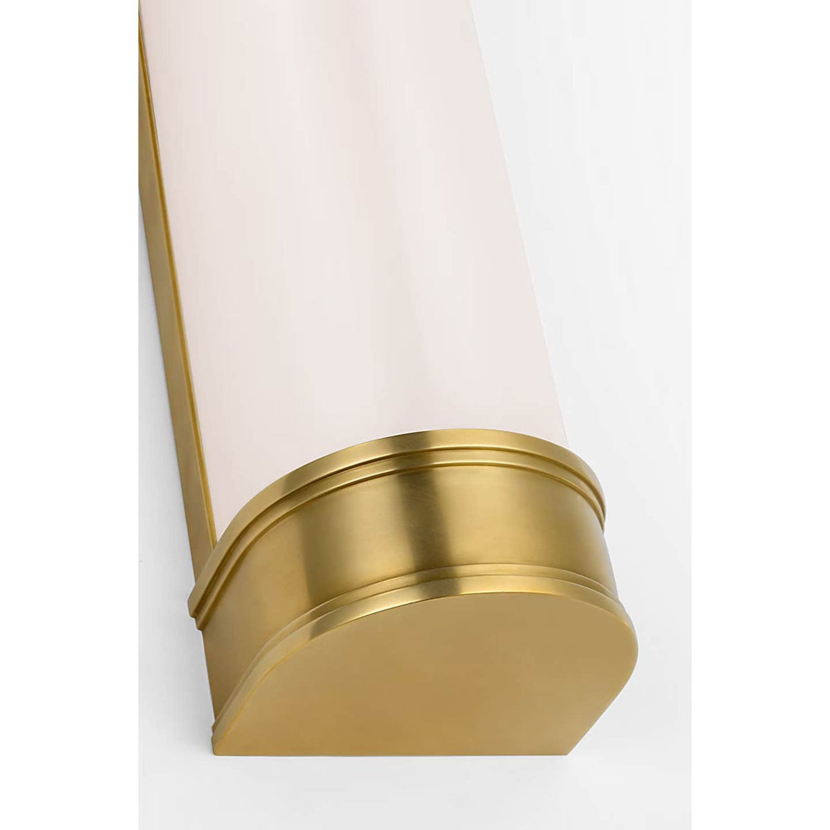 Chapman & Myers Marden 30" Salon Bath Sconce in Antique-Burnished Brass with White Glass W4.25" x H30" x E3.75"