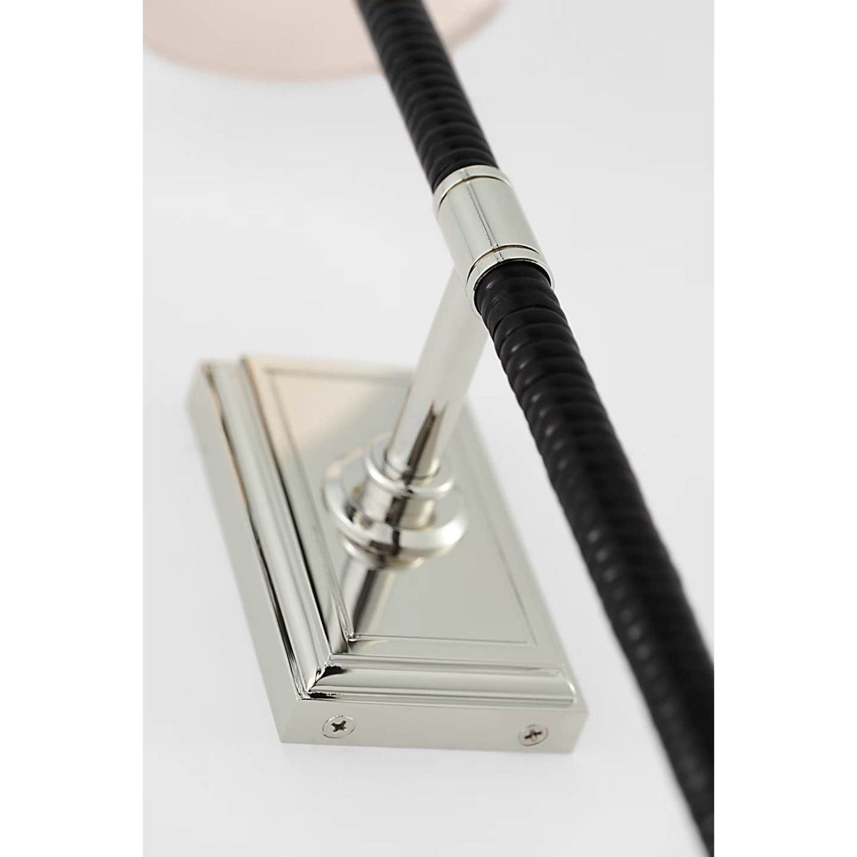 Chapman & Myers Basden 29" Tail Sconce in Polished Nickel and Black Rattan with Linen Shade W6" x H28.5" x E6.75"